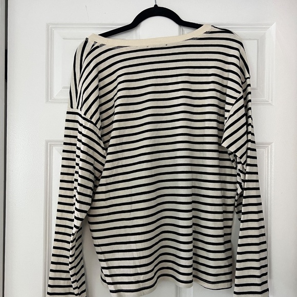 Zara STRIPED JACQUARD T-SHIRT LONGSLEEVE WHITE - Picture 4 of 4